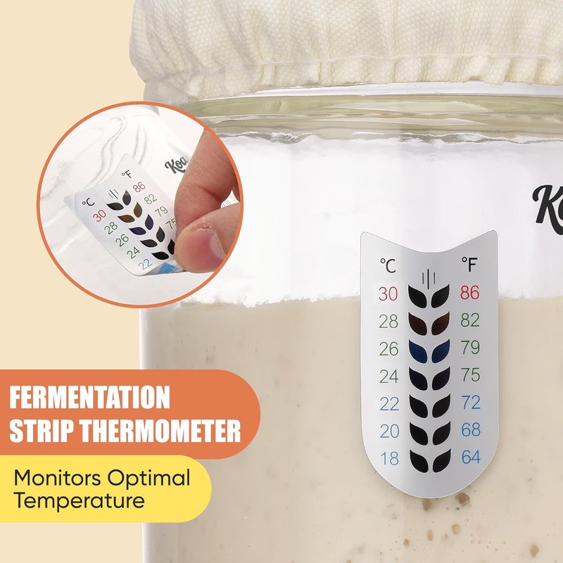 Koackl Sourdough Starter Jar, 40oz Sourdough Starter Kit with Magnetic Bread Lame, Thermometer, Long Scraper, Cloth Cover & Lid for Sourdough Bread Baking Supplies, Yellow - Image 5